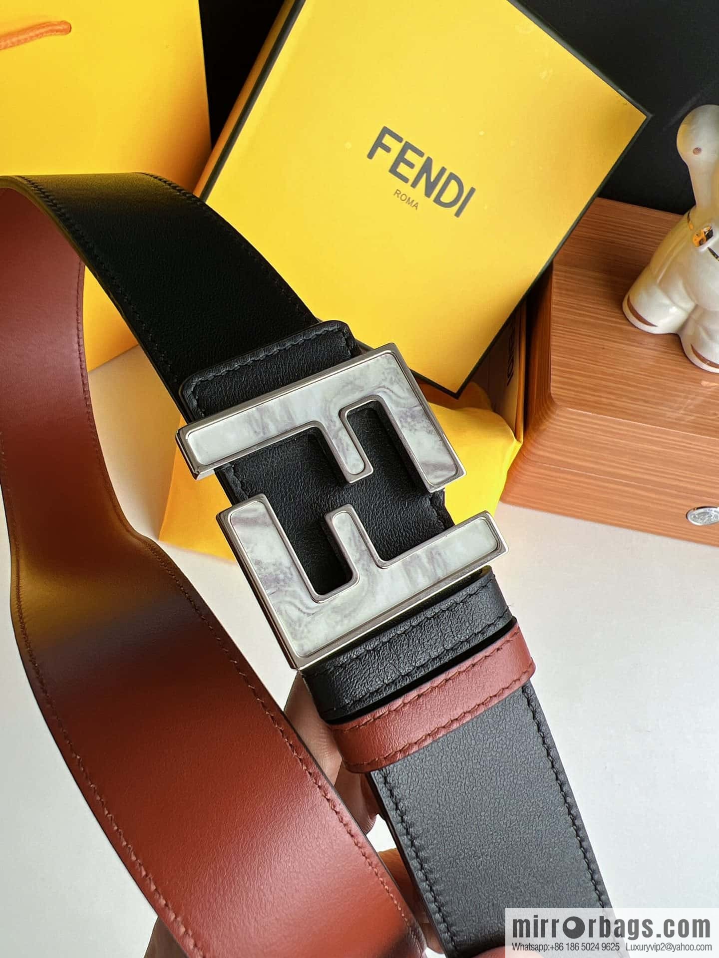 FENDI Fendi FF logo exquisite craftsmanship metal buckle first layer cowhide belt 4.0cm
