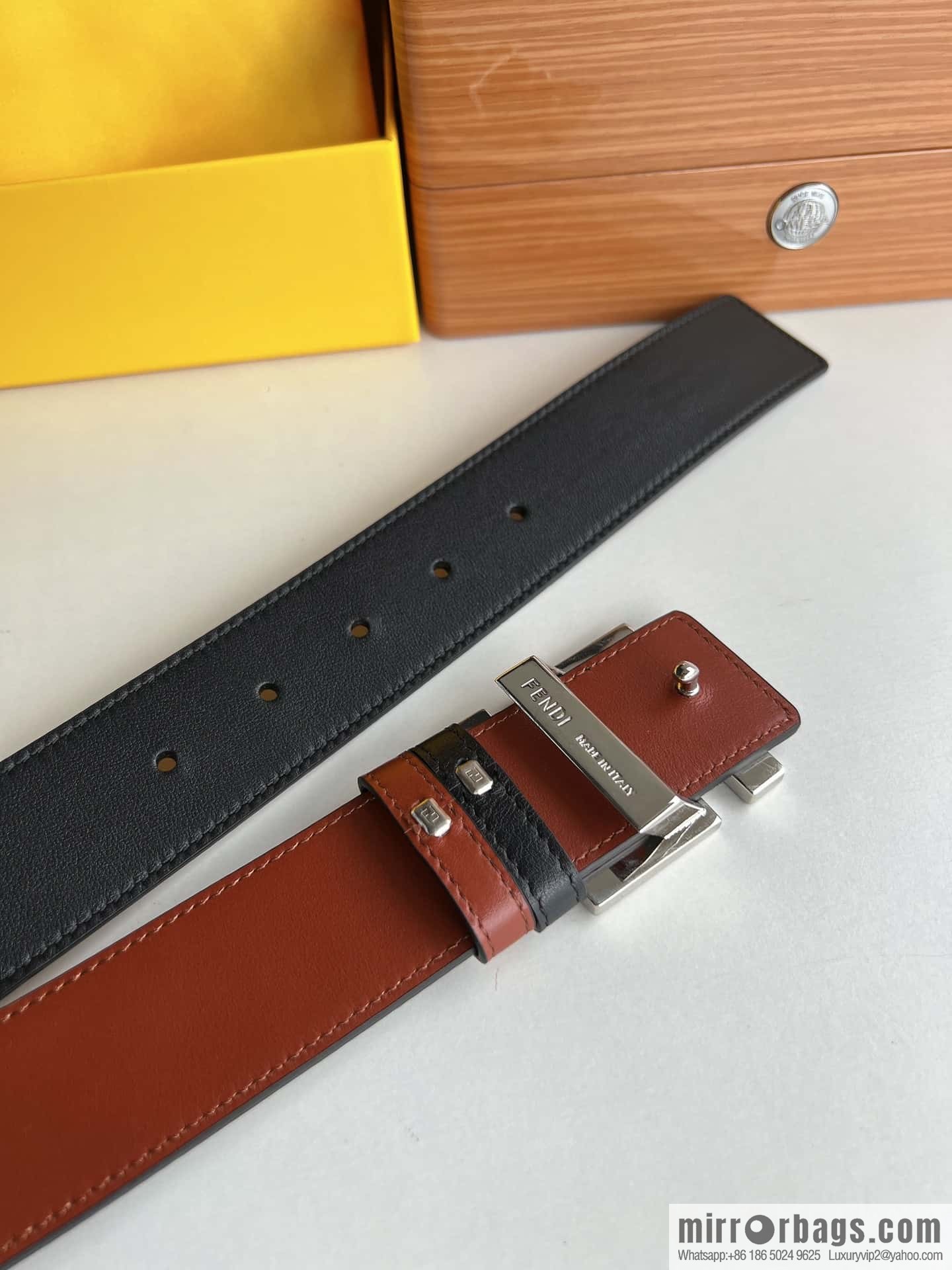 FENDI Fendi FF logo exquisite craftsmanship metal buckle first layer cowhide belt 4.0cm