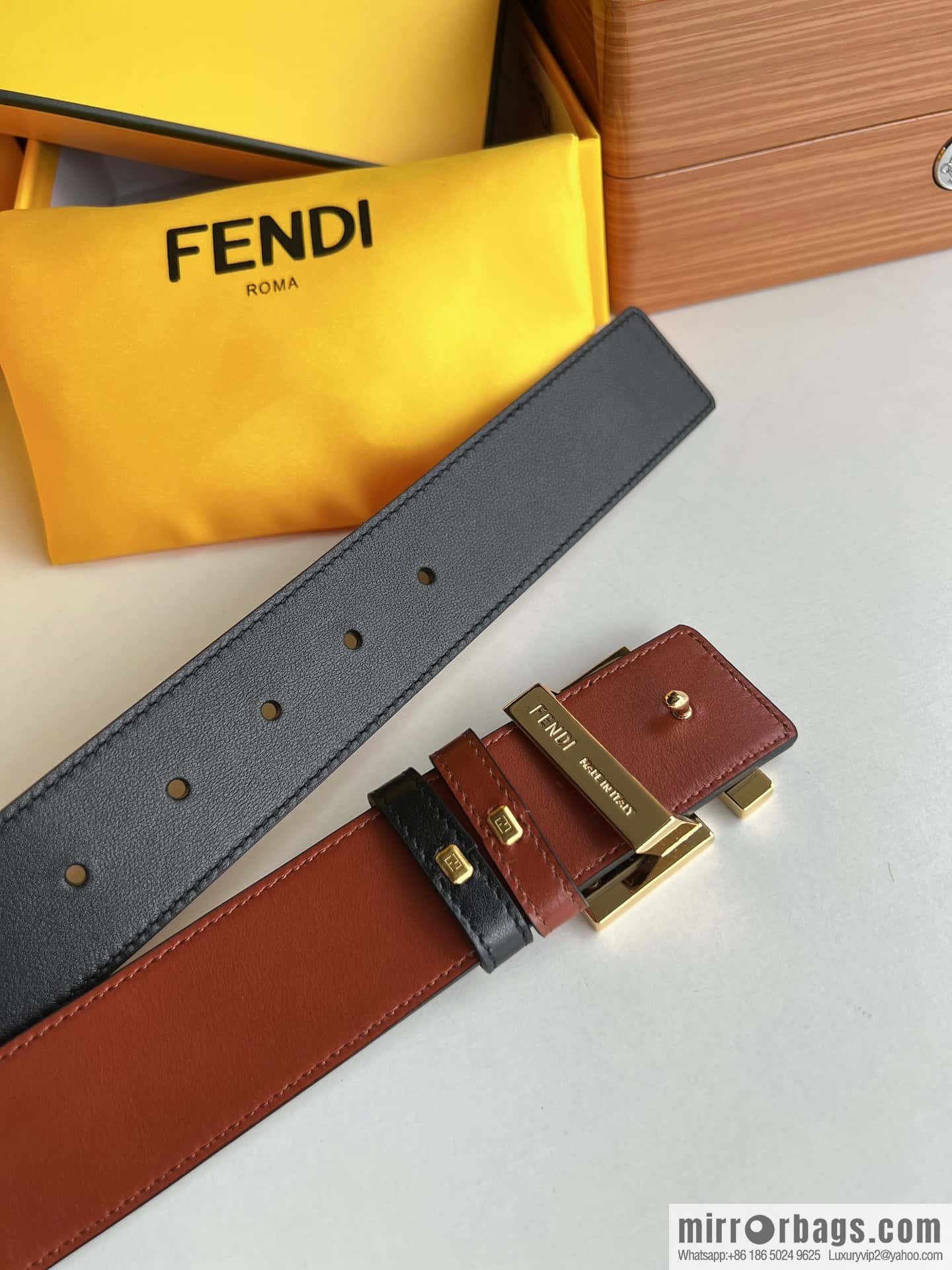 FENDI Fendi FF logo exquisite craftsmanship metal buckle first layer cowhide belt 4.0cm