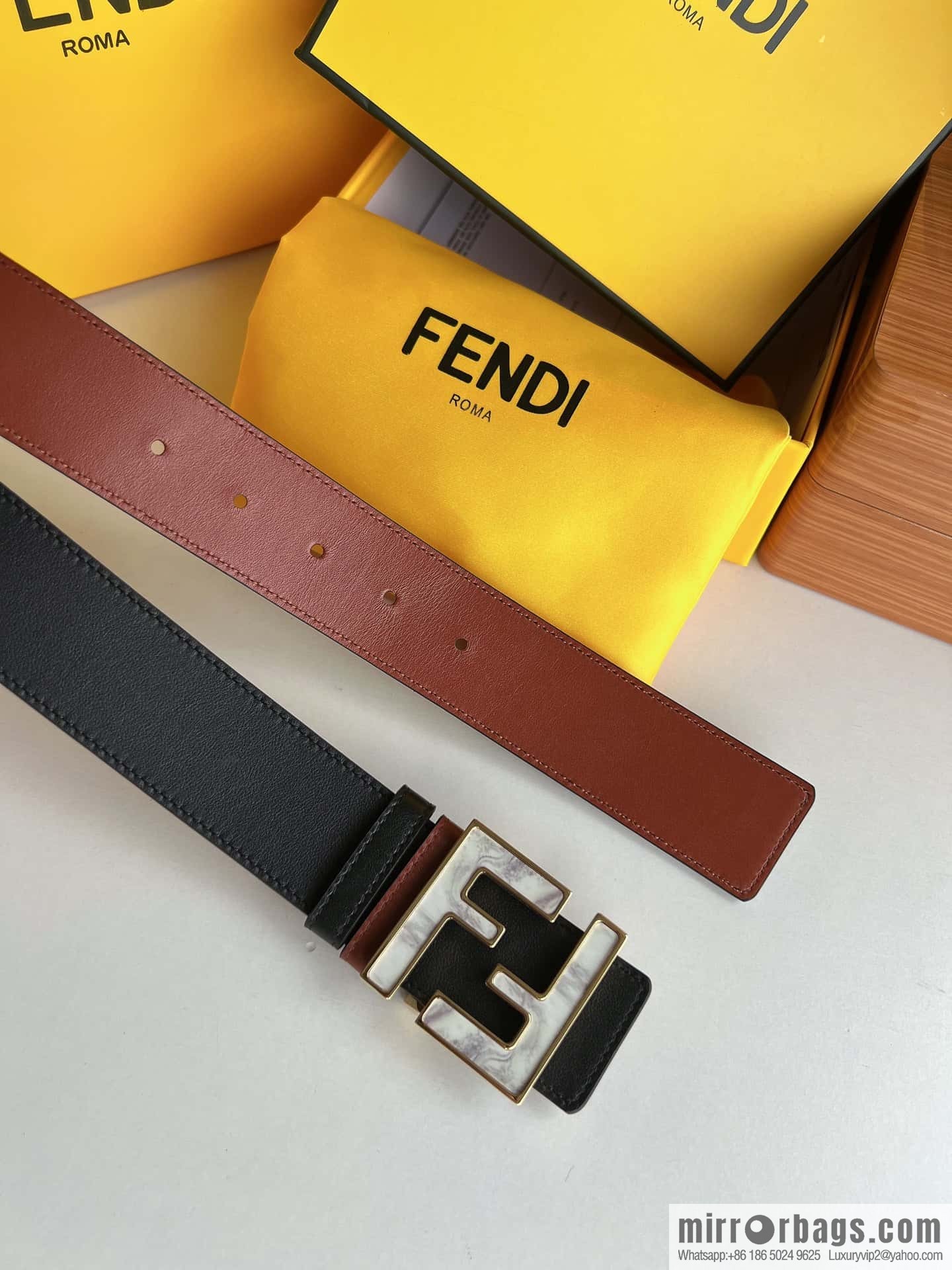 FENDI Fendi FF logo exquisite craftsmanship metal buckle first layer cowhide belt 4.0cm