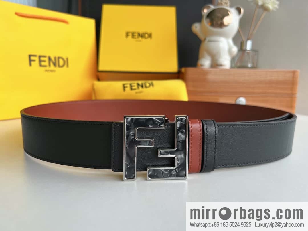 FENDI Fendi FF logo exquisite craftsmanship metal buckle first layer cowhide belt 4.0cm