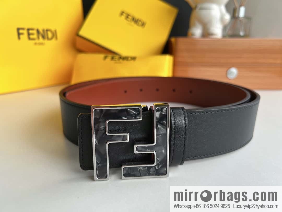 FENDI Fendi FF logo exquisite craftsmanship metal buckle first layer cowhide belt 4.0cm