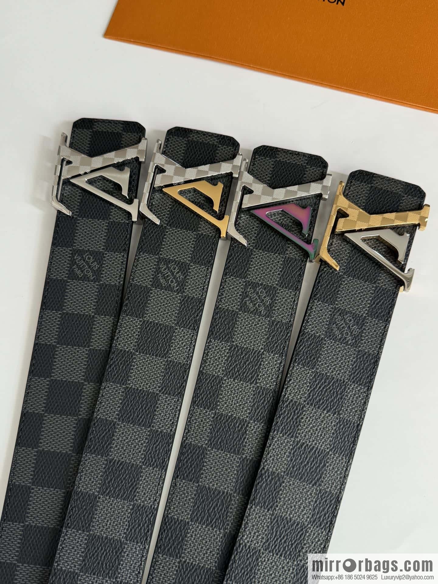 LV letter logo metal buckle double-sided usable belt 4.0cm