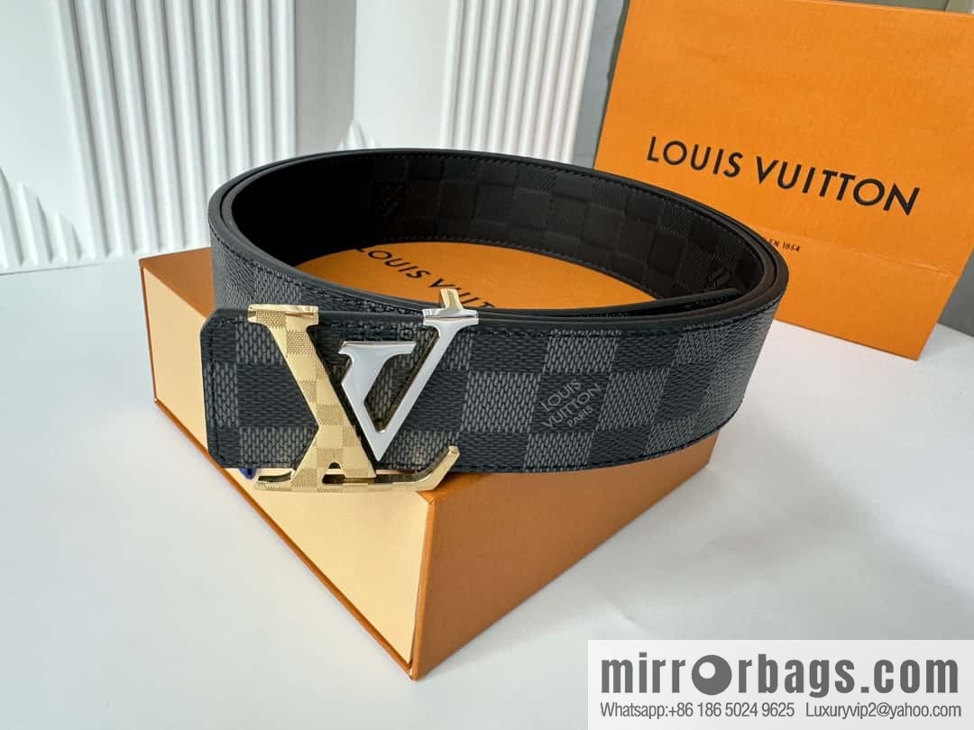 LV letter logo metal buckle double-sided usable belt 4.0cm
