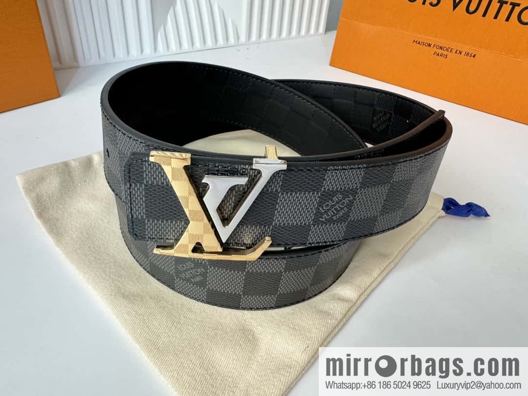 LV letter logo metal buckle double-sided usable belt 4.0cm