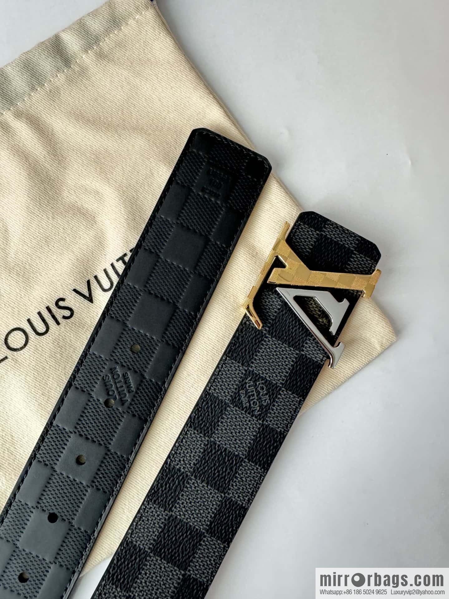 LV letter logo metal buckle double-sided usable belt 4.0cm