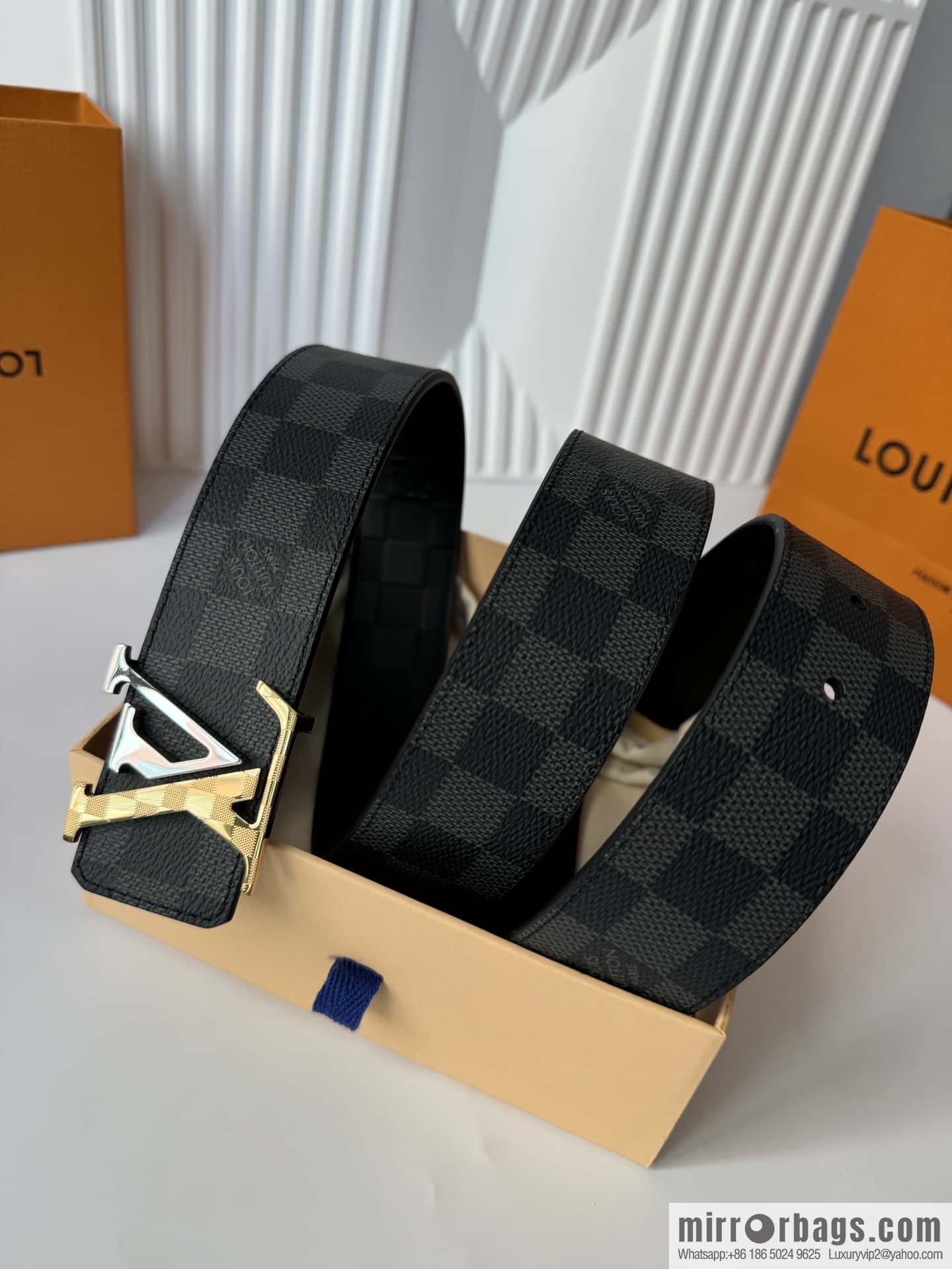 LV letter logo metal buckle double-sided usable belt 4.0cm