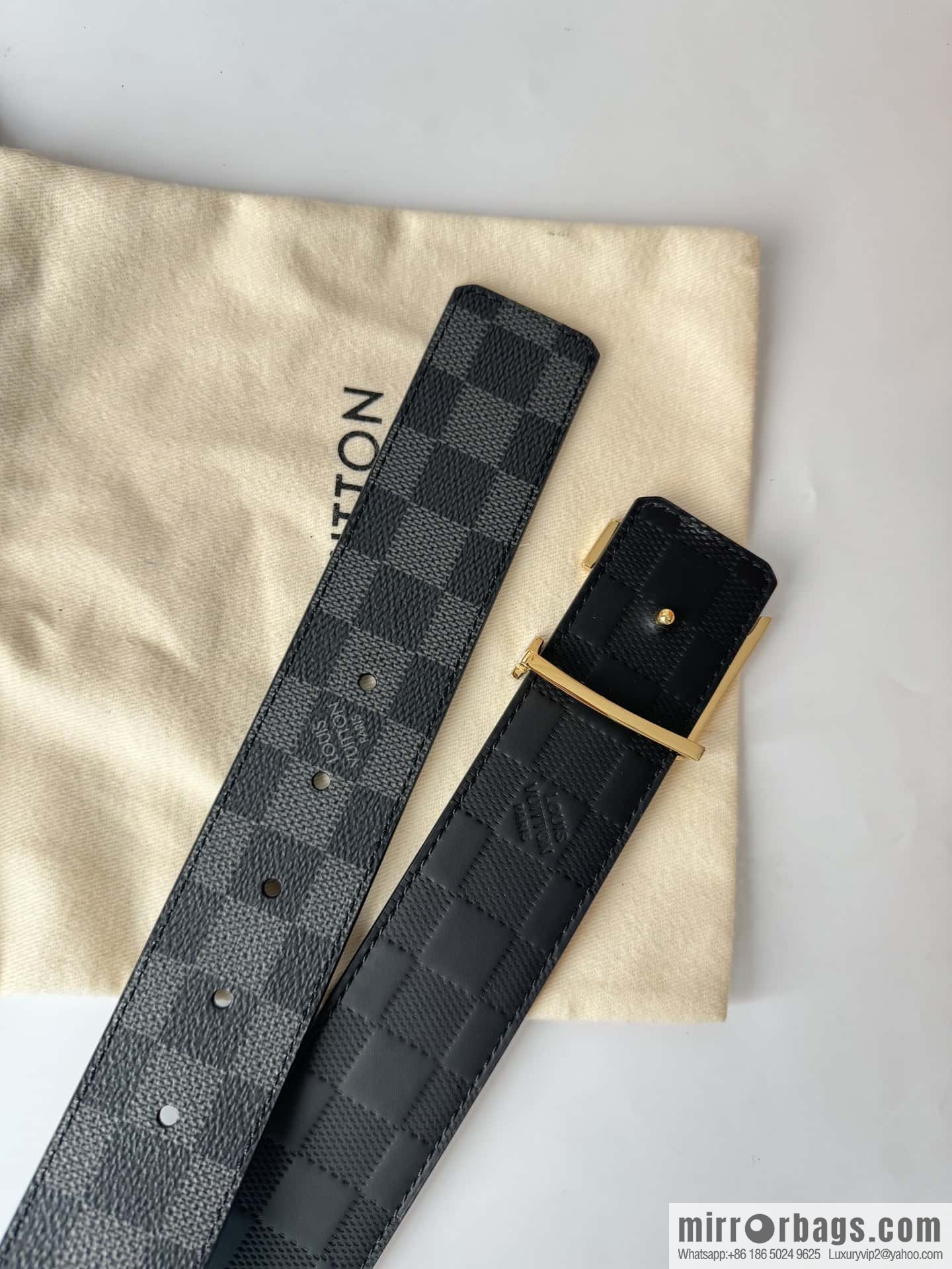 LV letter logo metal buckle double-sided usable belt 4.0cm