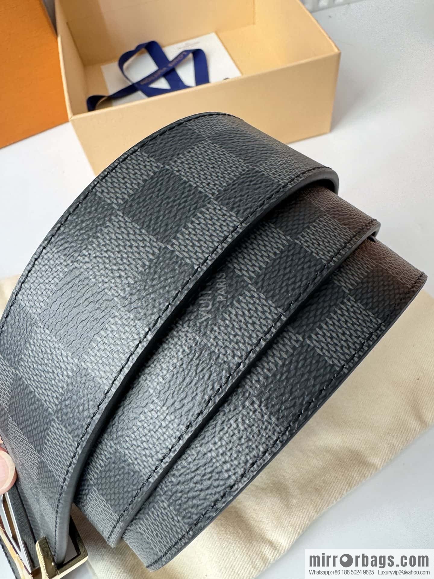 LV letter logo metal buckle double-sided usable belt 4.0cm