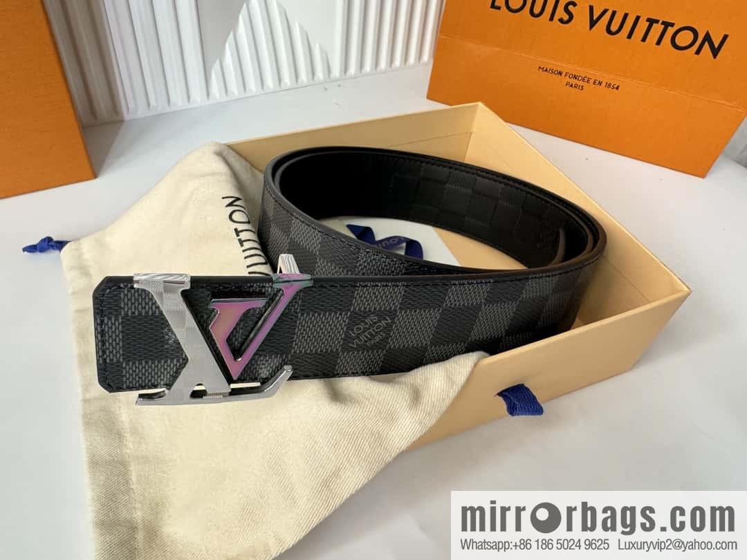 LV letter logo metal buckle double-sided usable belt 4.0cm