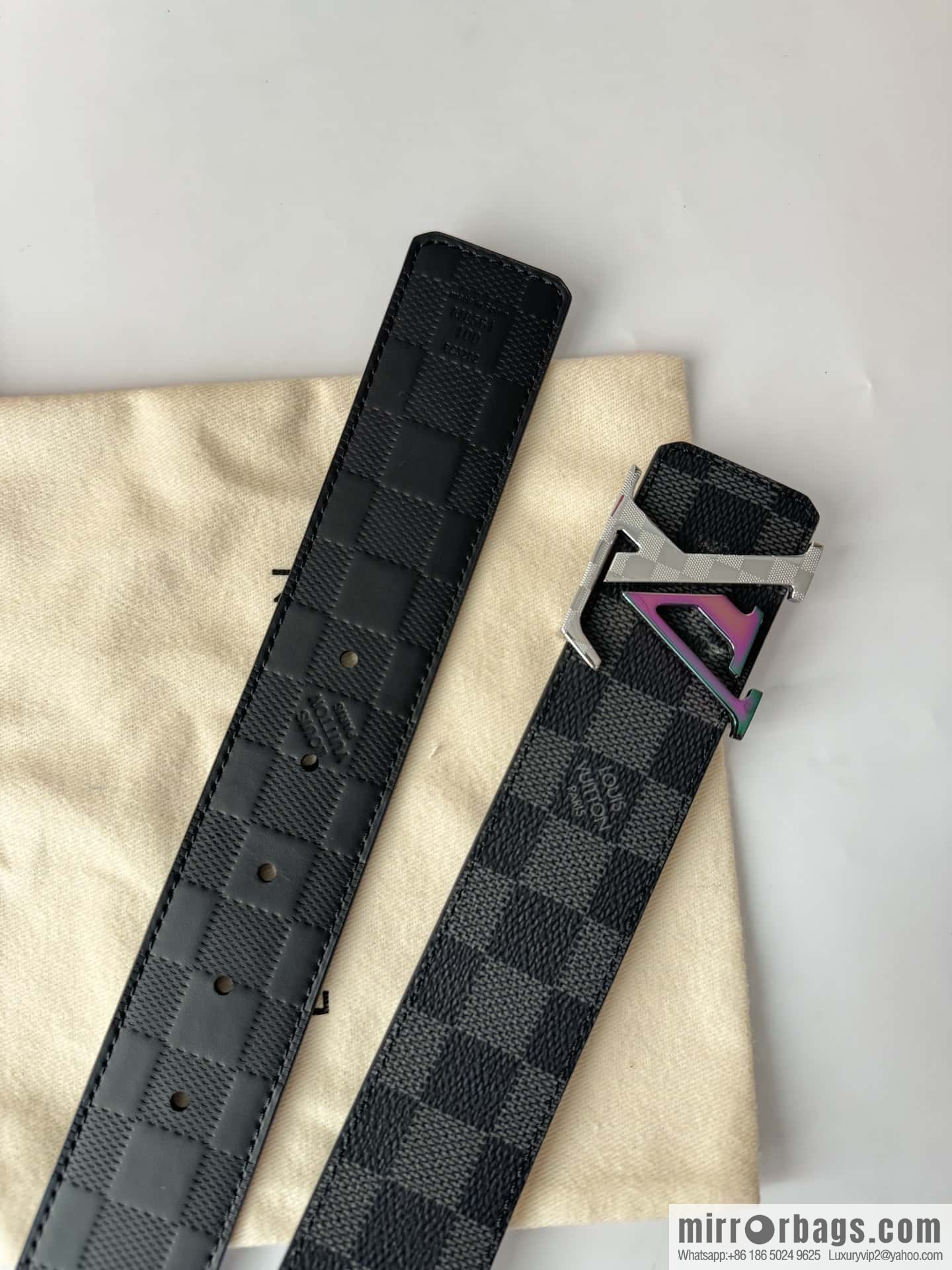 LV letter logo metal buckle double-sided usable belt 4.0cm