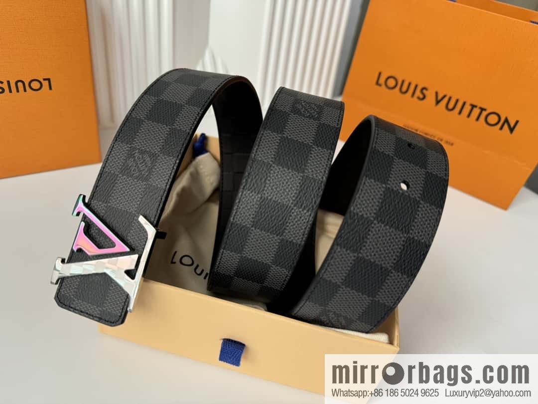 LV letter logo metal buckle double-sided usable belt 4.0cm