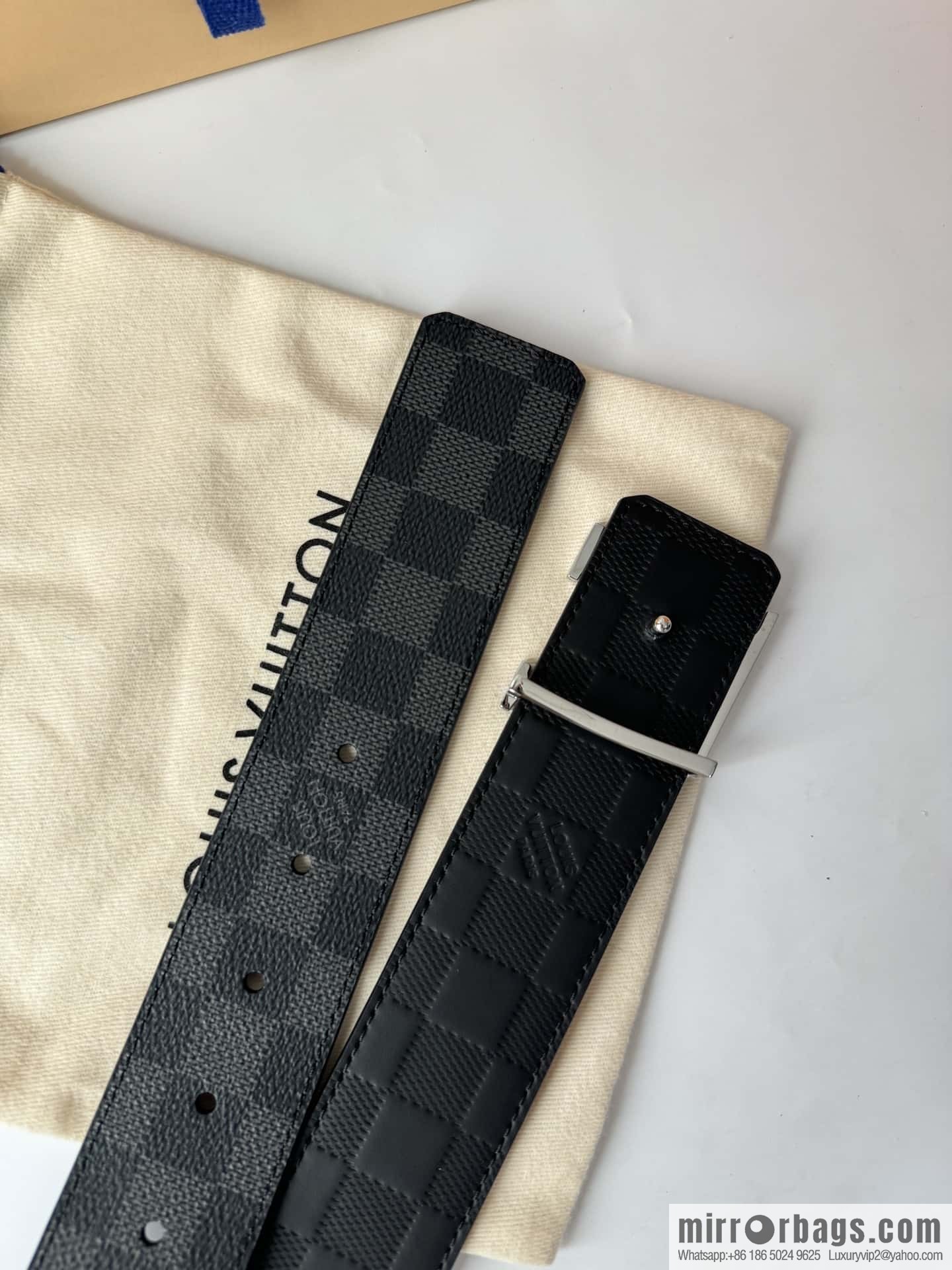 LV letter logo metal buckle double-sided usable belt 4.0cm