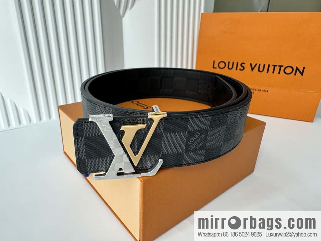 LV letter logo metal buckle double-sided usable belt 4.0cm
