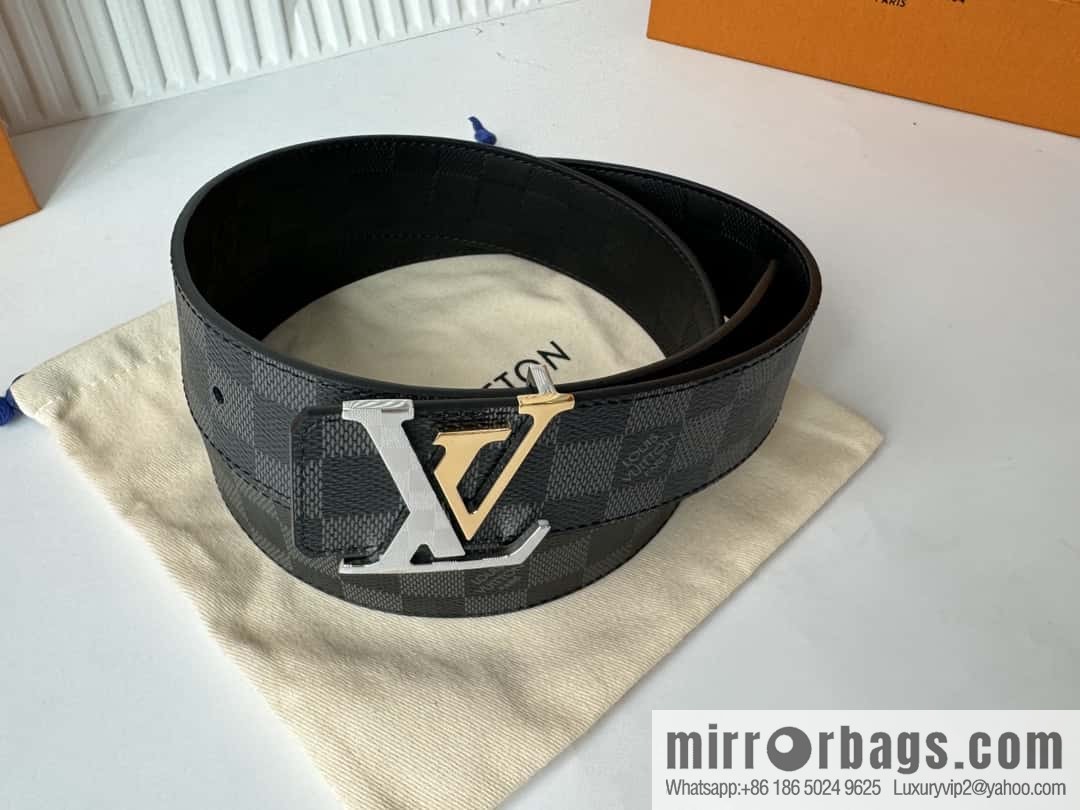 LV letter logo metal buckle double-sided usable belt 4.0cm