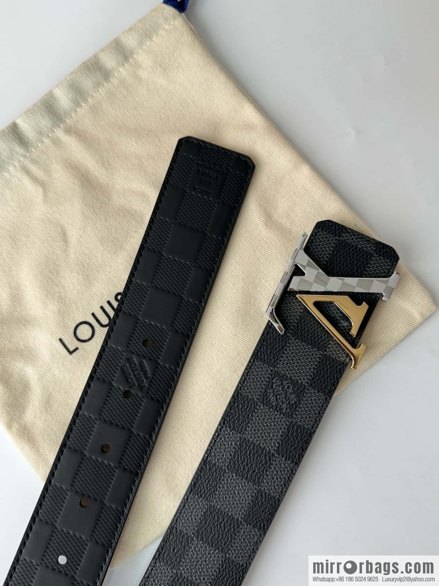 LV letter logo metal buckle double-sided usable belt 4.0cm