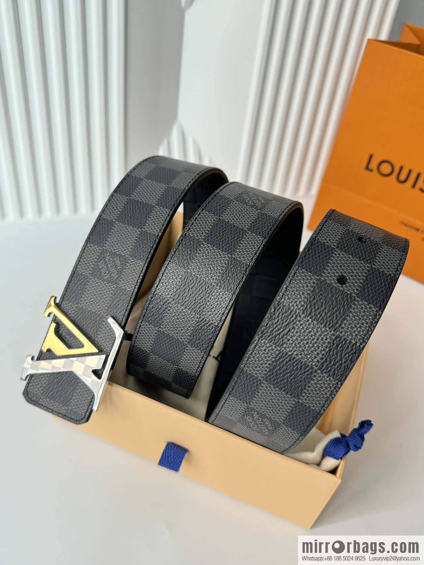 LV letter logo metal buckle double-sided usable belt 4.0cm