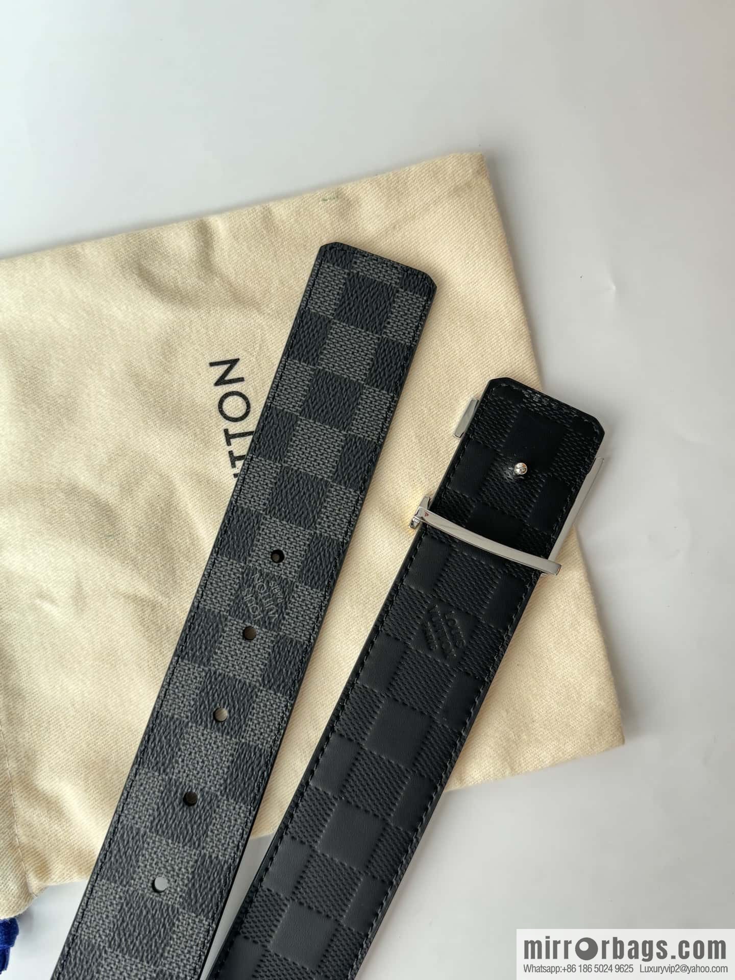 LV letter logo metal buckle double-sided usable belt 4.0cm