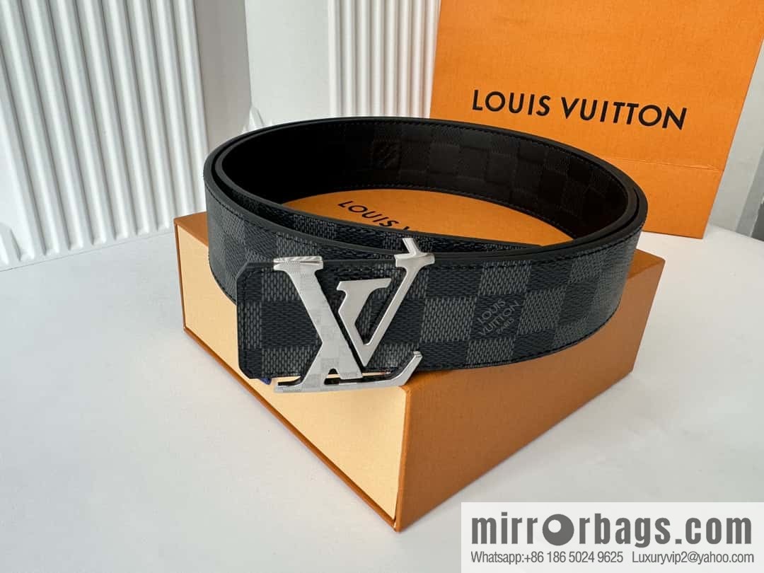 LV letter logo metal buckle double-sided usable belt 4.0cm