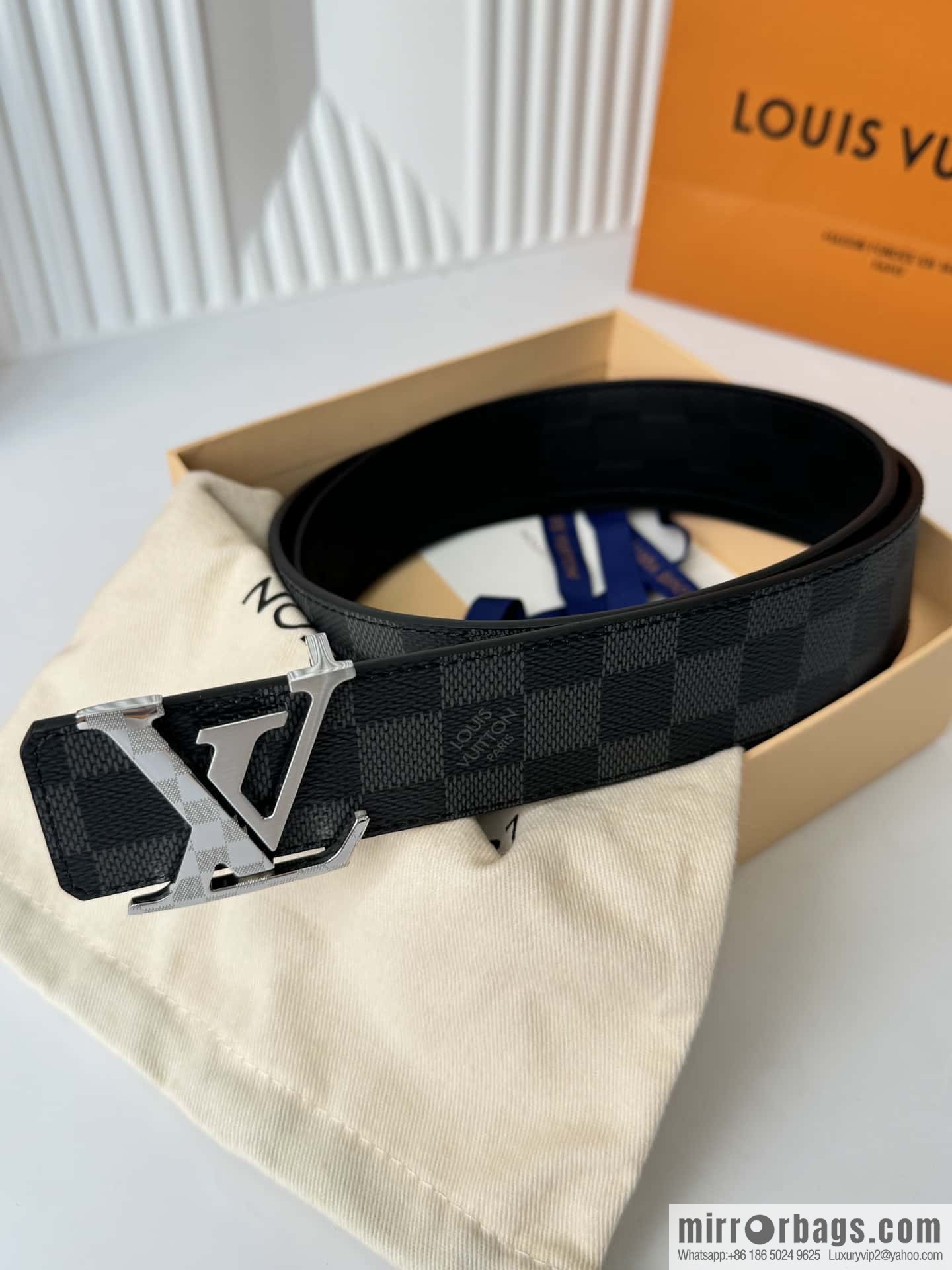 LV letter logo metal buckle double-sided usable belt 4.0cm