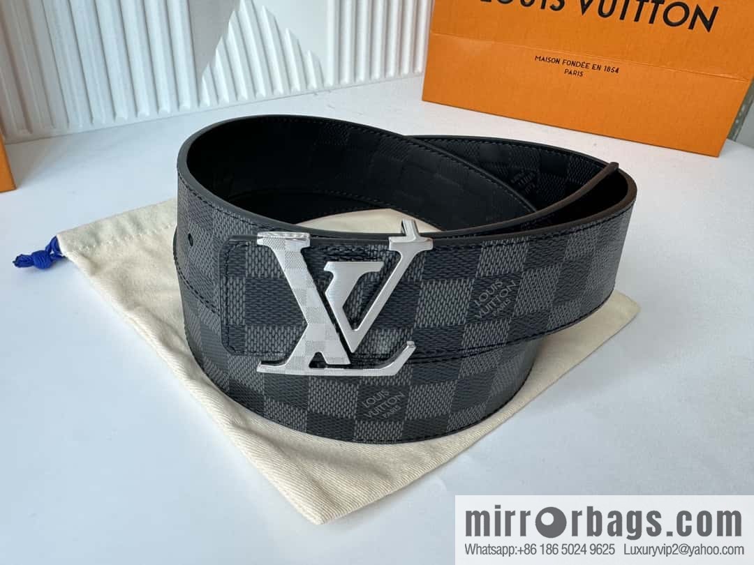LV letter logo metal buckle double-sided usable belt 4.0cm