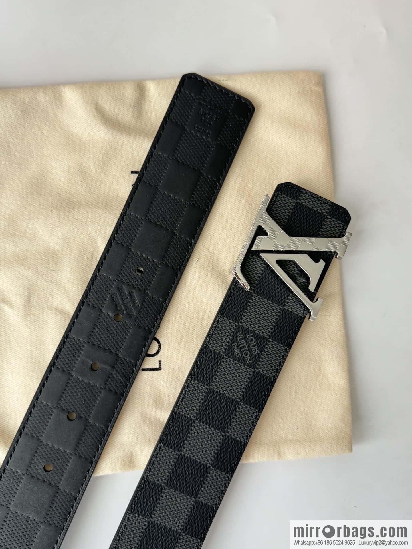LV letter logo metal buckle double-sided usable belt 4.0cm