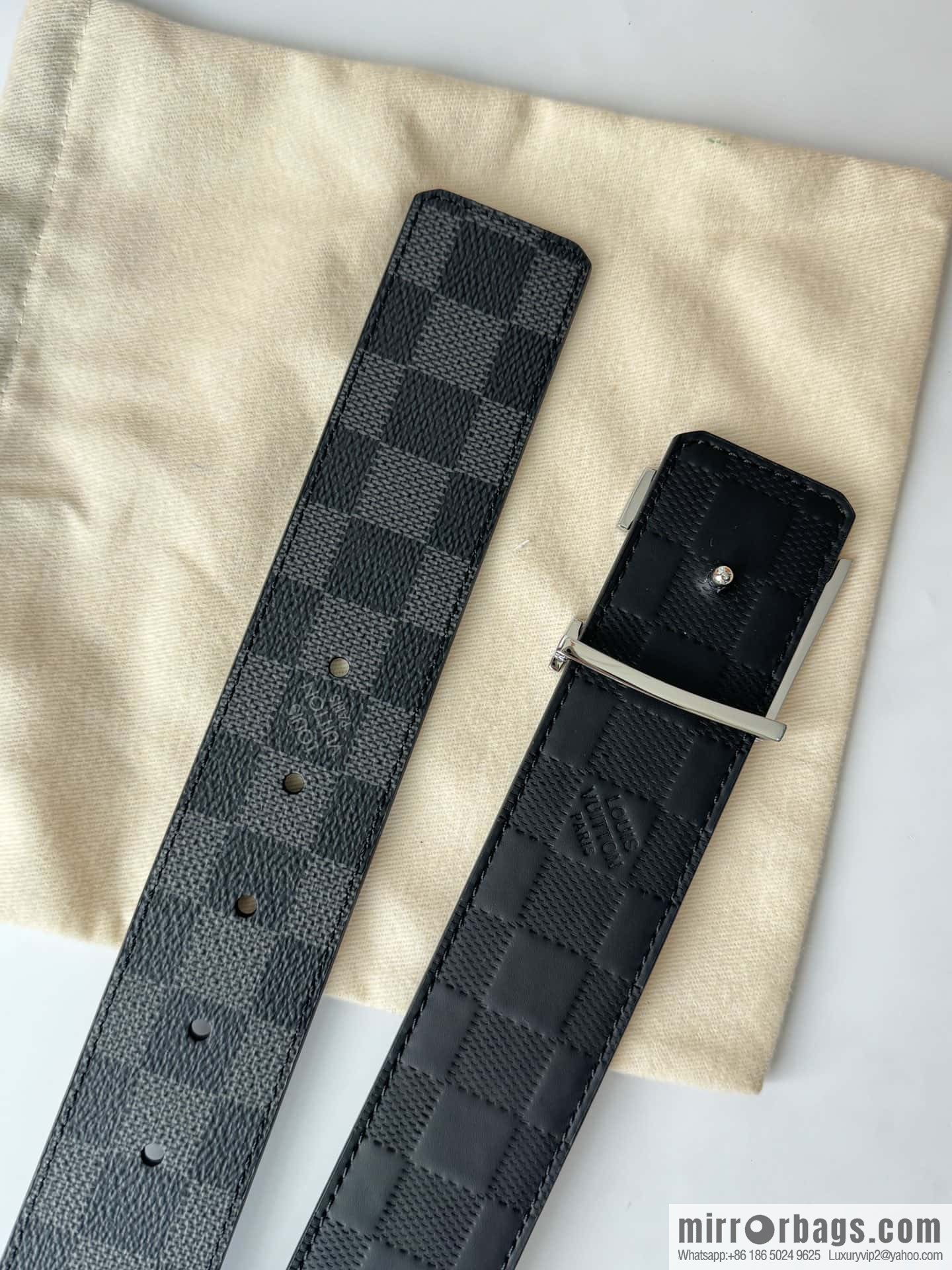 LV letter logo metal buckle double-sided usable belt 4.0cm