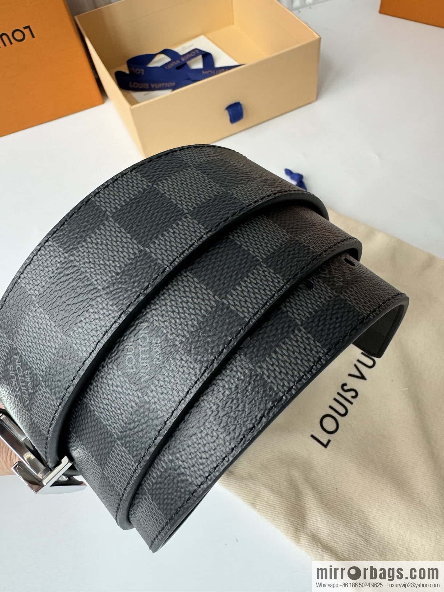 LV letter logo metal buckle double-sided usable belt 4.0cm