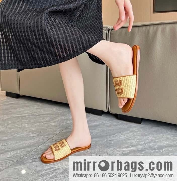 Miao Miao | | Spring and summer raffia woven alphabet slippers