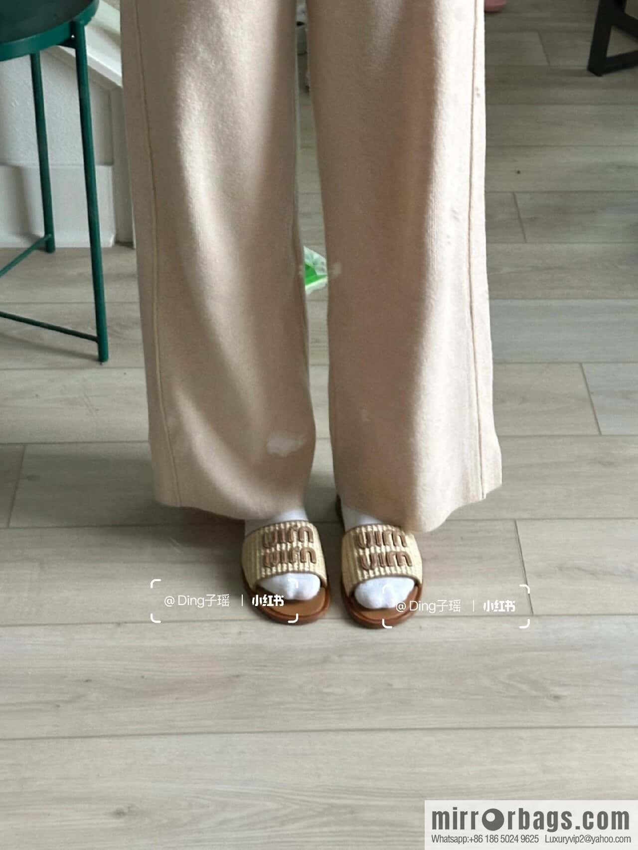 Miao Miao | | Spring and summer raffia woven alphabet slippers