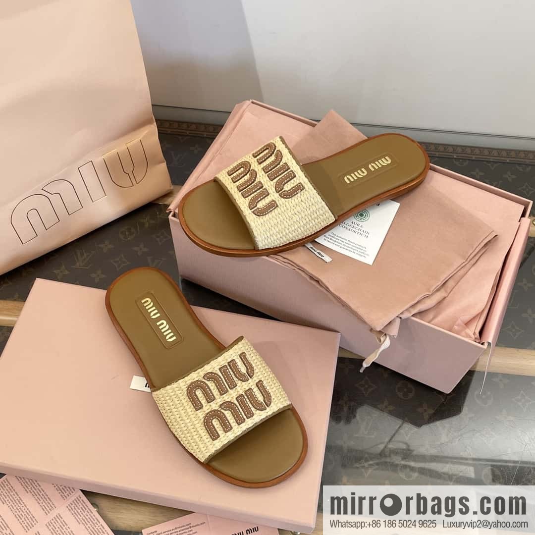 Miao Miao | | Spring and summer raffia woven alphabet slippers