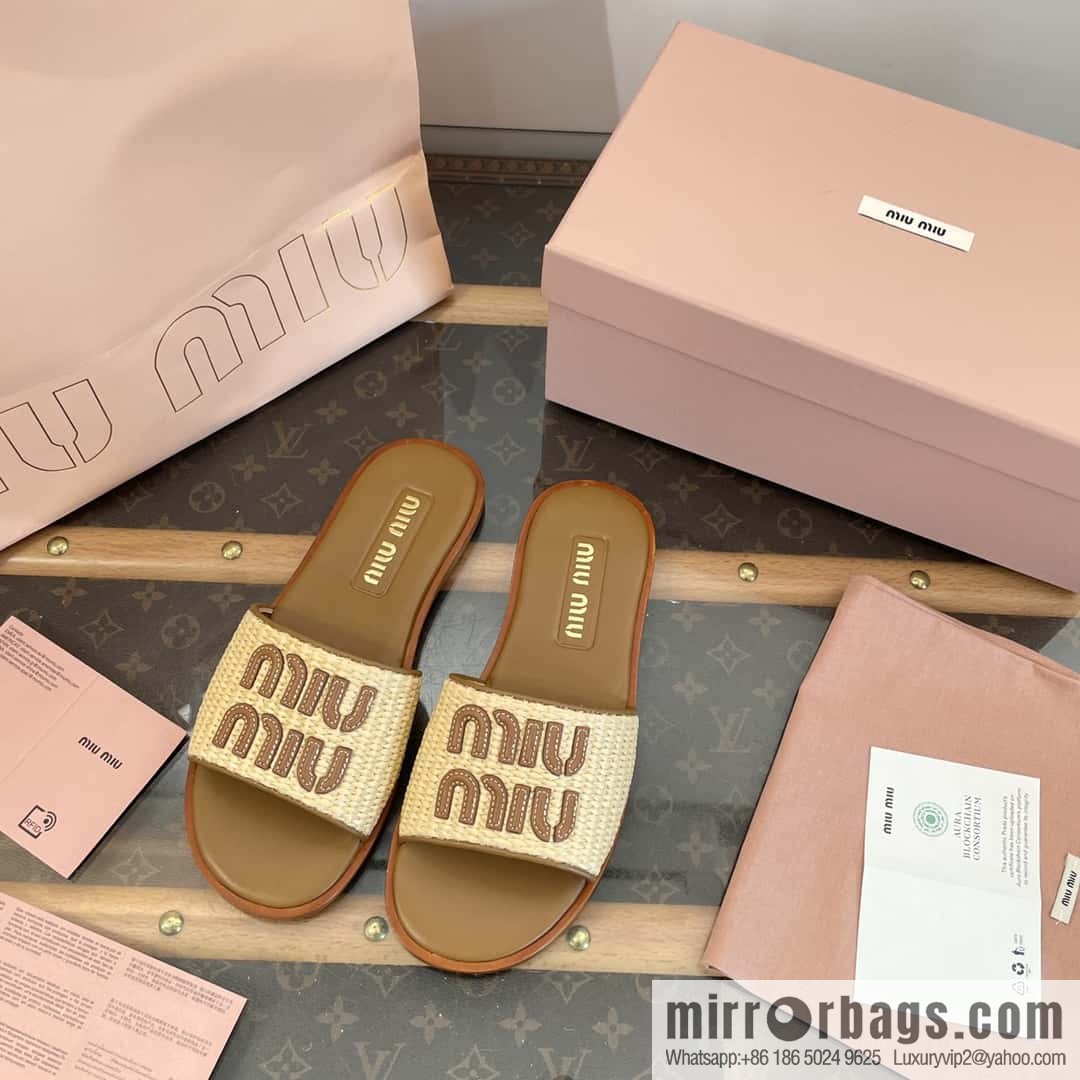 Miao Miao | | Spring and summer raffia woven alphabet slippers