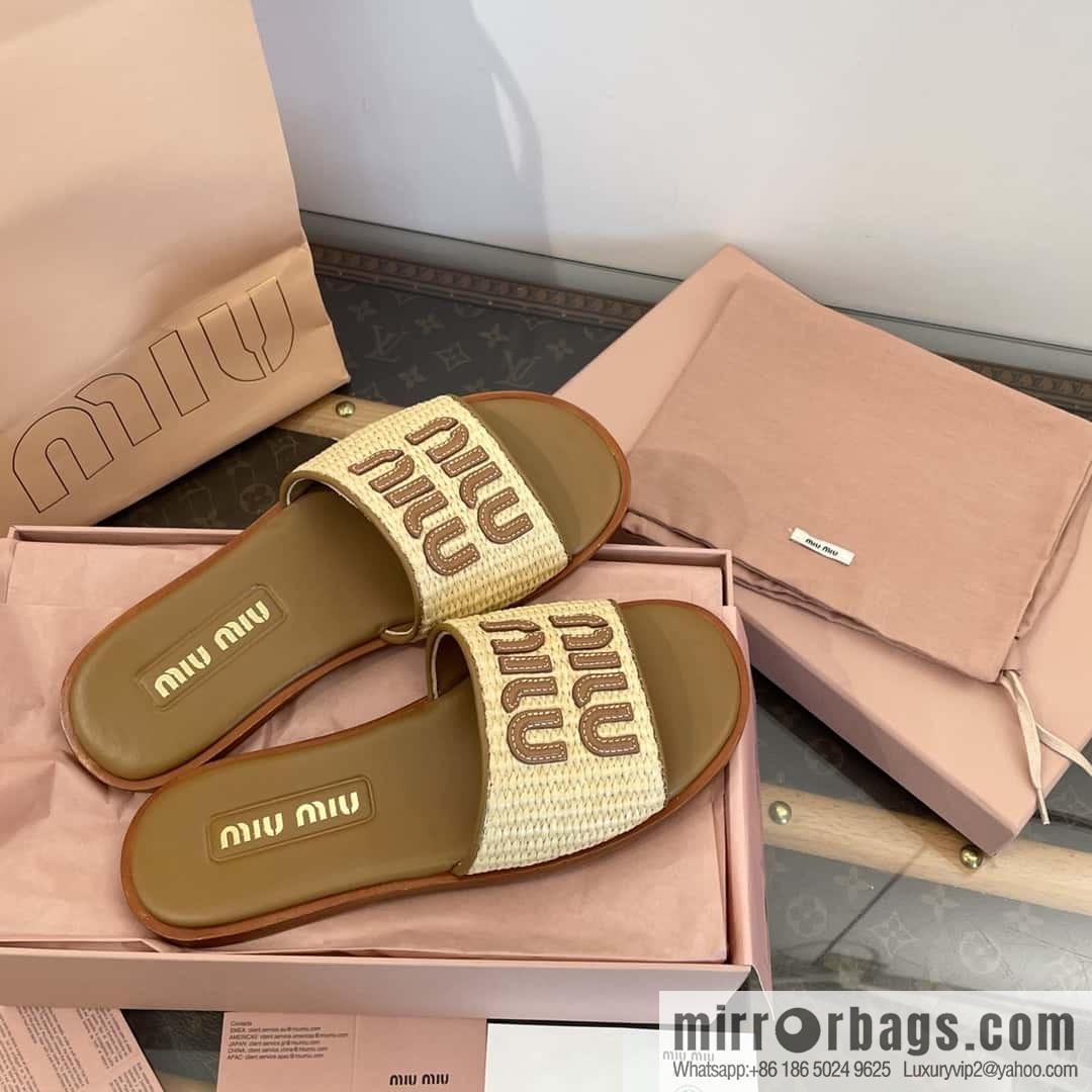 Miao Miao | | Spring and summer raffia woven alphabet slippers