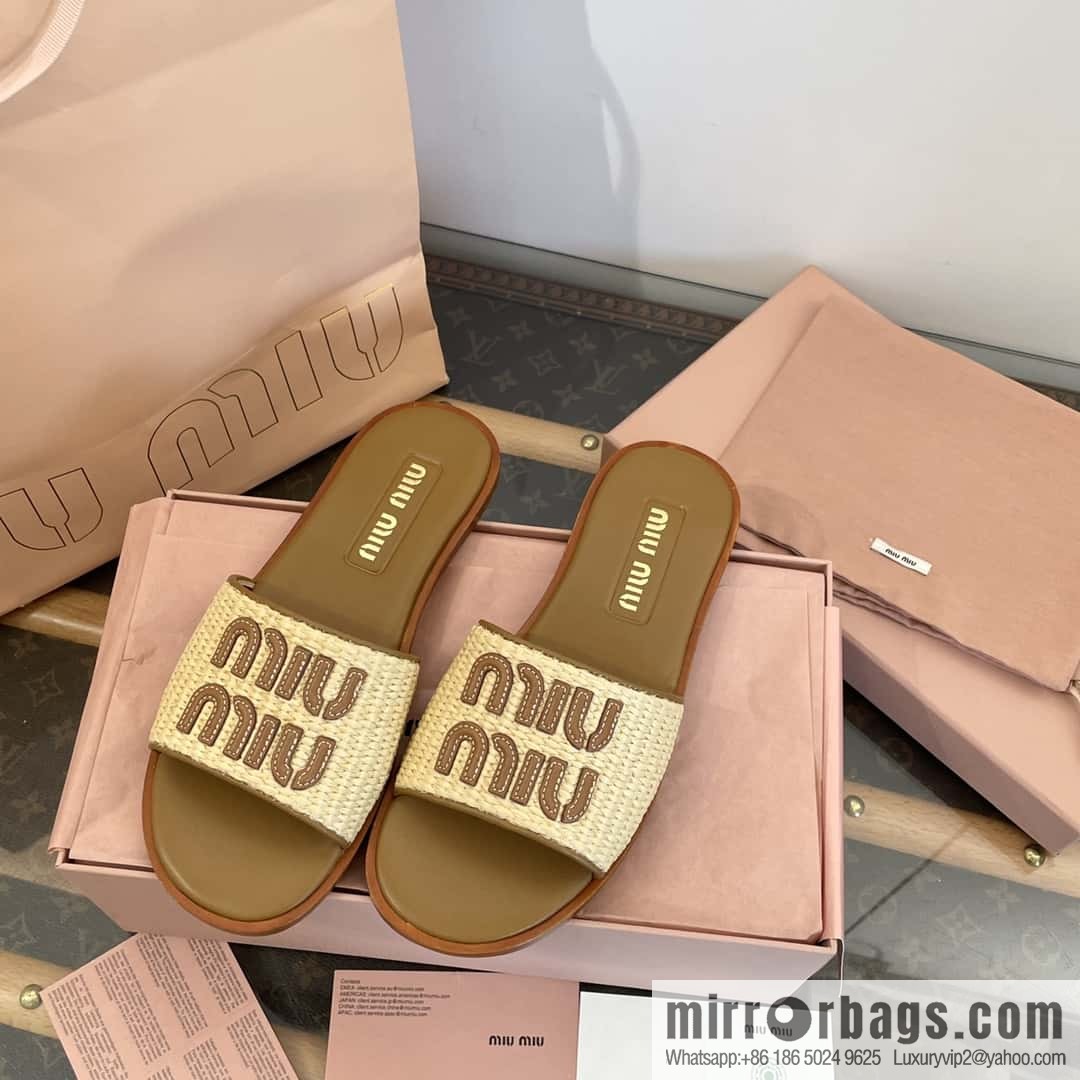 Miao Miao | | Spring and summer raffia woven alphabet slippers