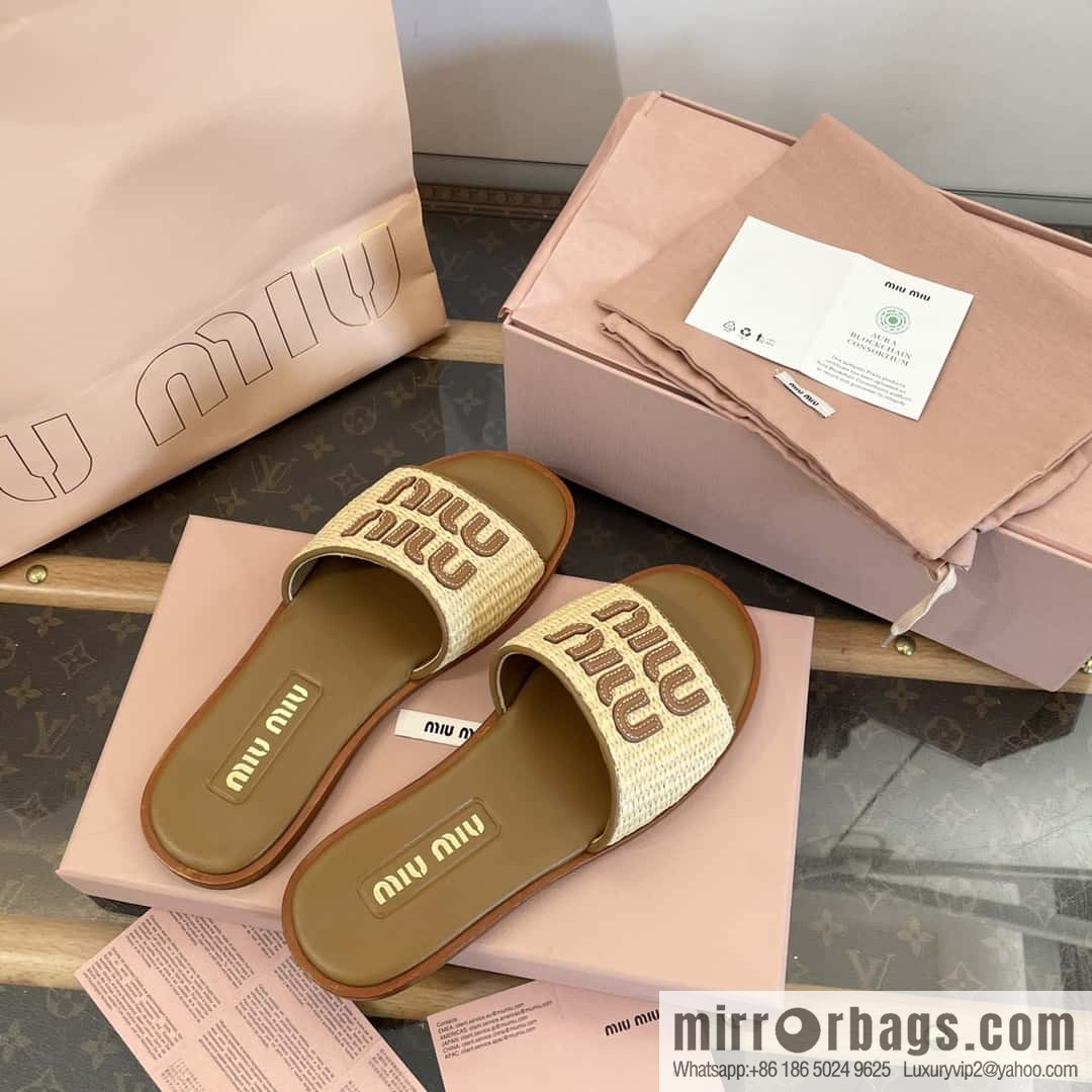 Miao Miao | | Spring and summer raffia woven alphabet slippers