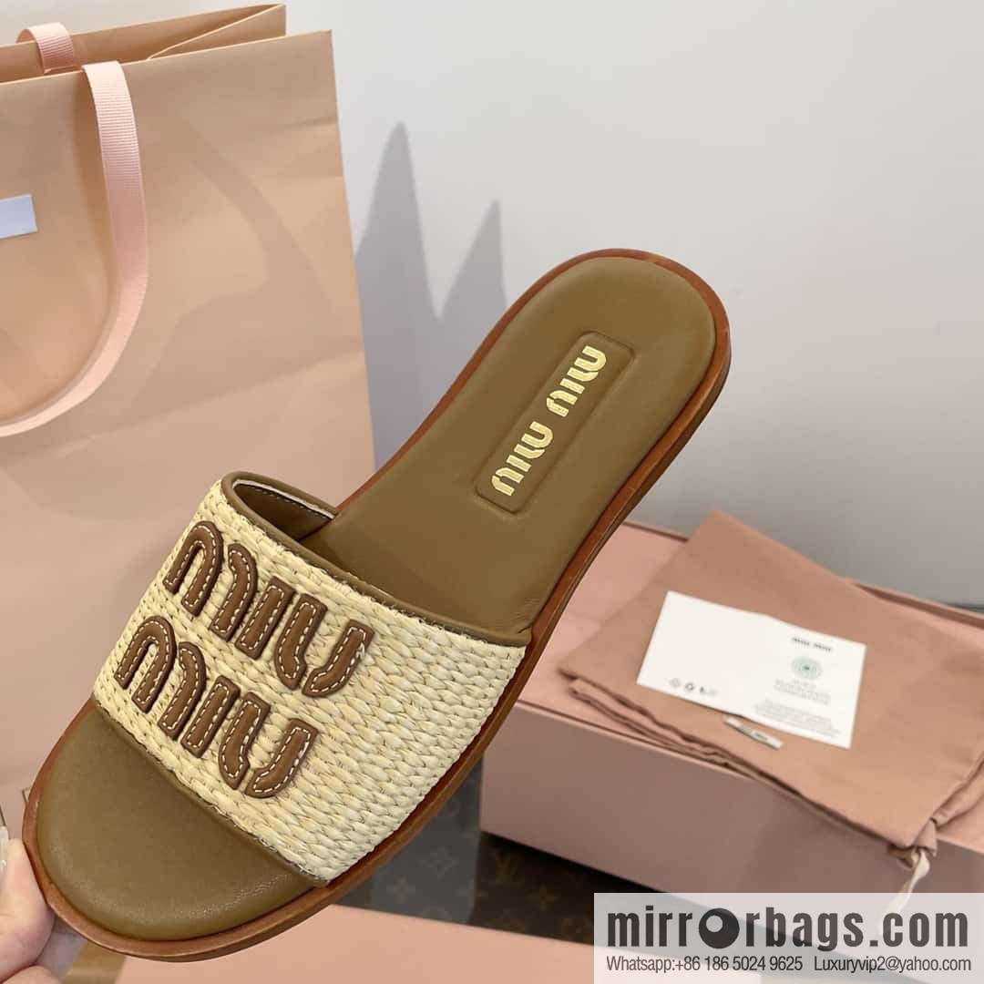 Miao Miao | | Spring and summer raffia woven alphabet slippers