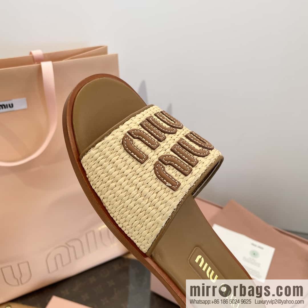 Miao Miao | | Spring and summer raffia woven alphabet slippers