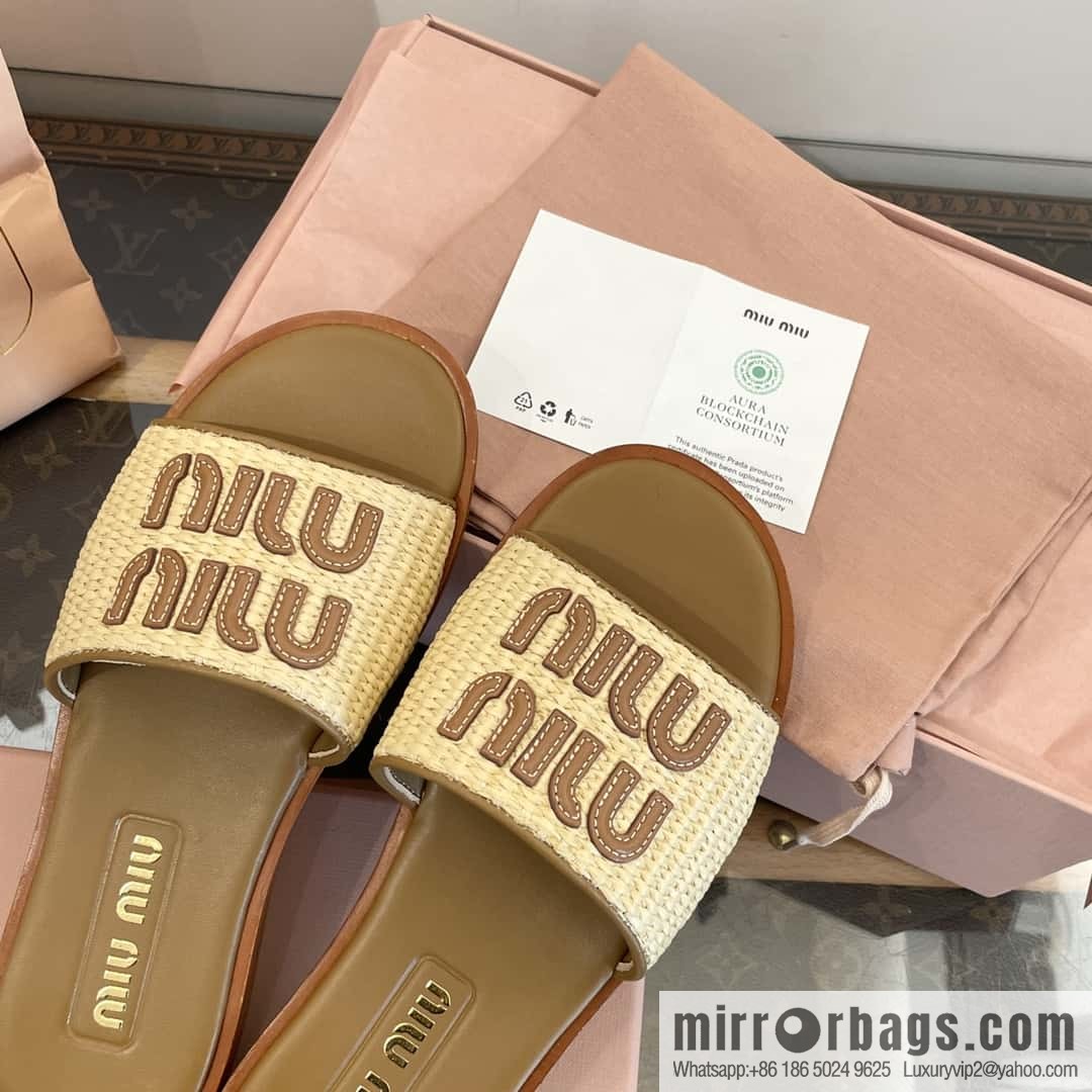 Miao Miao | | Spring and summer raffia woven alphabet slippers