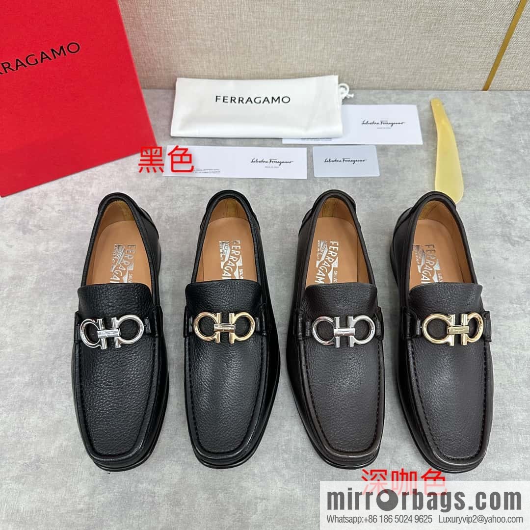 ππSF Replica Luxury Handbag, Fira~ Gemu FERRAGAM * Early Spring New Loafers Leather Shoes Gancini Buckle Moccasin Shoes