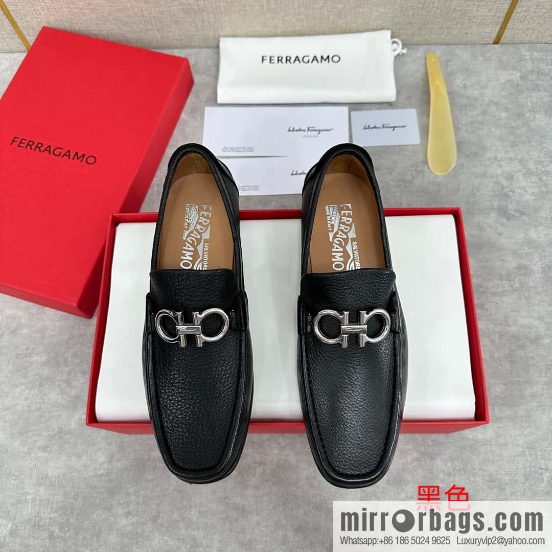 ππSF Replica Luxury Handbag, Fira~ Gemu FERRAGAM * Early Spring New Loafers Leather Shoes Gancini Buckle Moccasin Shoes