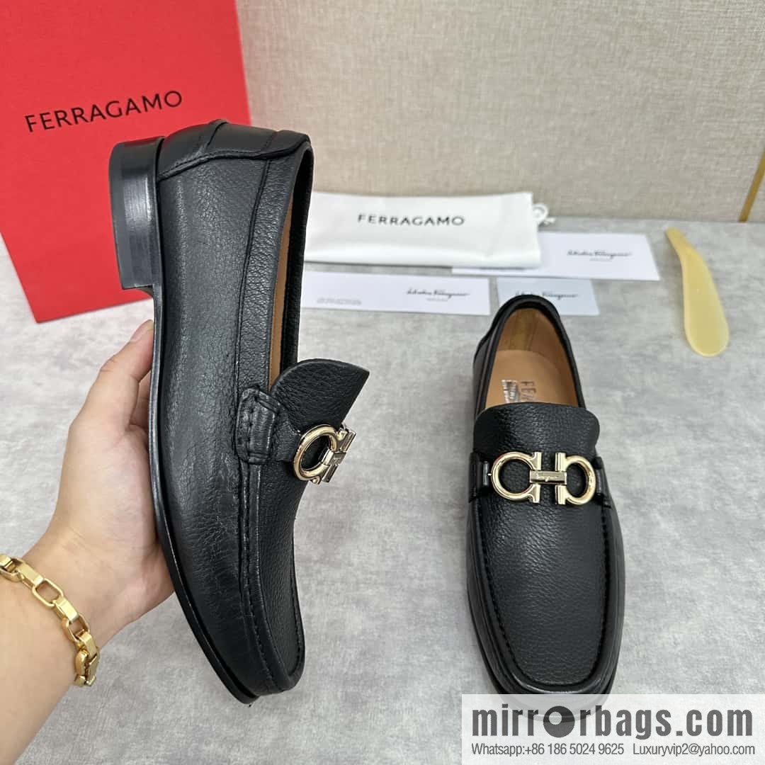 ππSF Replica Luxury Handbag, Fira~ Gemu FERRAGAM * Early Spring New Loafers Leather Shoes Gancini Buckle Moccasin Shoes
