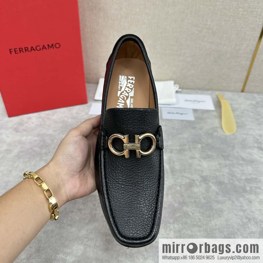 ππSF Replica Luxury Handbag, Fira~ Gemu FERRAGAM * Early Spring New Loafers Leather Shoes Gancini Buckle Moccasin Shoes