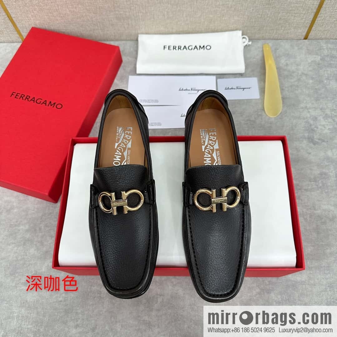 ππSF Replica Luxury Handbag, Fira~ Gemu FERRAGAM * Early Spring New Loafers Leather Shoes Gancini Buckle Moccasin Shoes