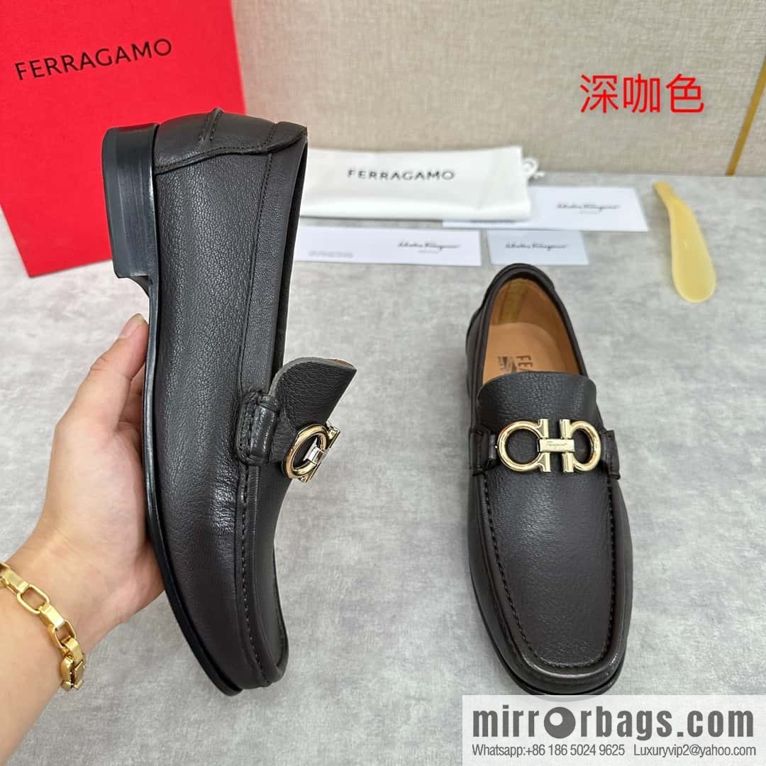 ππSF Replica Luxury Handbag, Fira~ Gemu FERRAGAM * Early Spring New Loafers Leather Shoes Gancini Buckle Moccasin Shoes