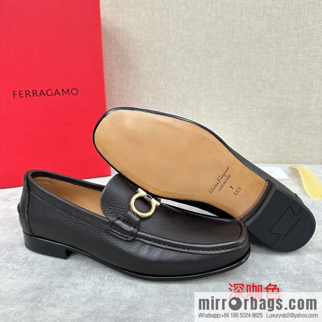 ππSF Replica Luxury Handbag, Fira~ Gemu FERRAGAM * Early Spring New Loafers Leather Shoes Gancini Buckle Moccasin Shoes