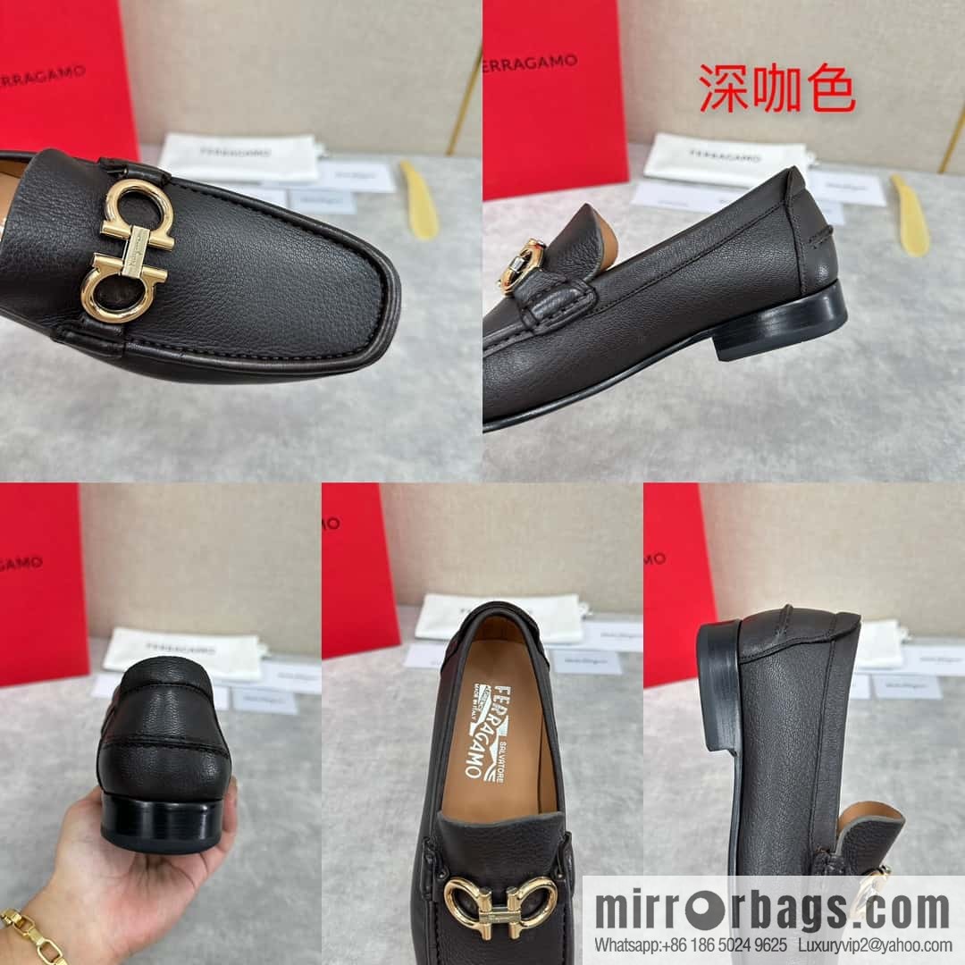 ππSF Replica Luxury Handbag, Fira~ Gemu FERRAGAM * Early Spring New Loafers Leather Shoes Gancini Buckle Moccasin Shoes