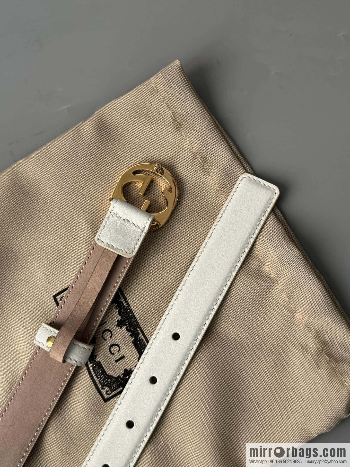 2024Gucci double G glossy button head, body double-sided first-layer calfskin 2.5cm belt