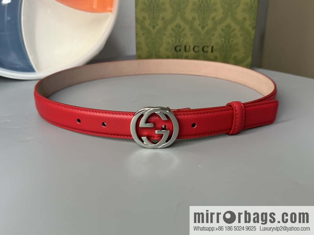 2024Gucci double G glossy button head, body double-sided first-layer calfskin 2.5cm belt