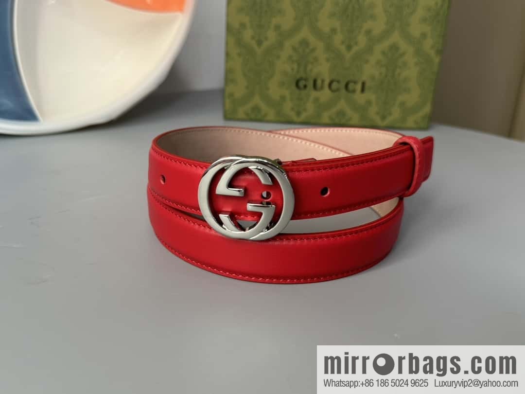 2024Gucci double G glossy button head, body double-sided first-layer calfskin 2.5cm belt