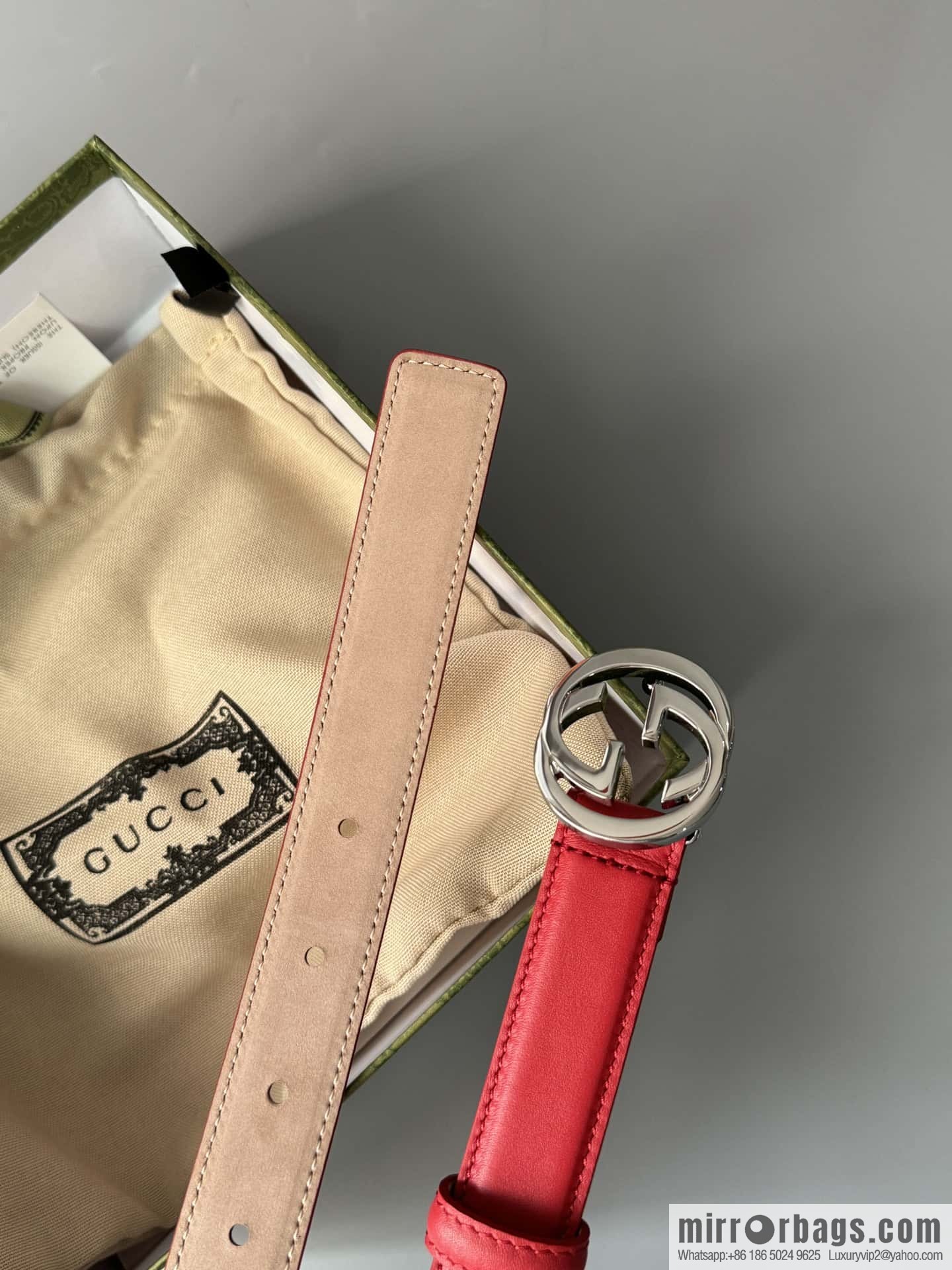 2024Gucci double G glossy button head, body double-sided first-layer calfskin 2.5cm belt